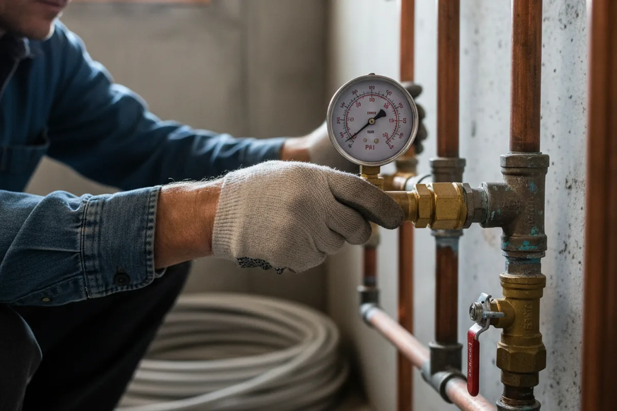 Pressure testing a repaired line during Water Line Repair in Blue Diamond